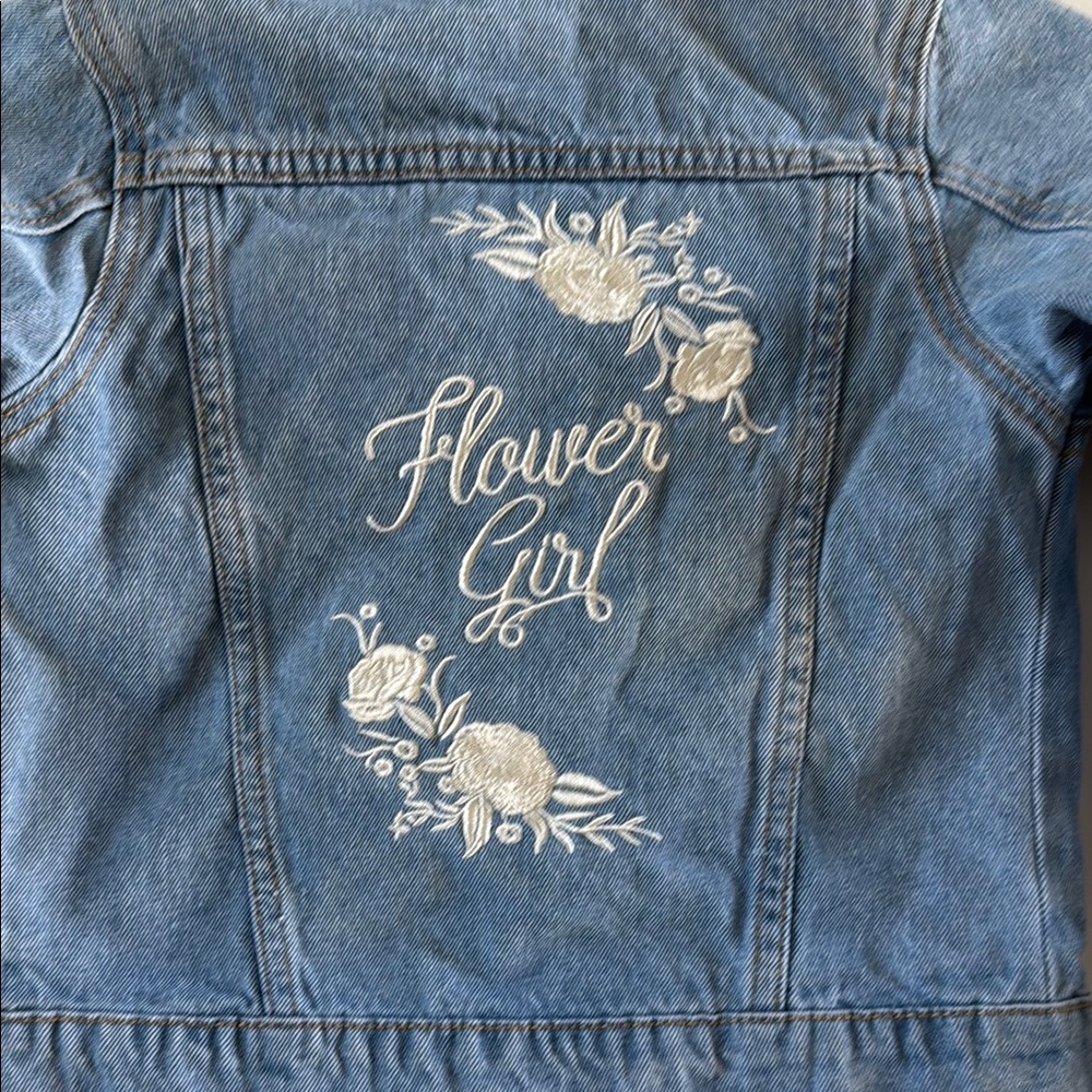 Embroidered Flower Girl Denim Jacket
